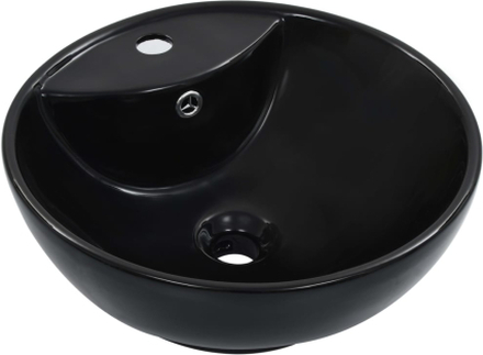 vidaXL Vask med overløpsfunksjon 46,5x18 cm keramikk svart
