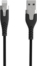 GEAR Laddkabel PRO USB-A till Lightning C89 1.5m Svart Kevlarkabel med Metallkopplingar