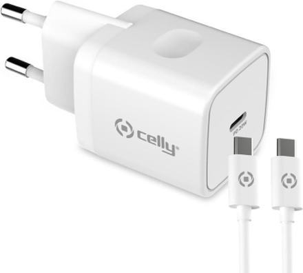 Celly: USB-laddare USB-C PD 20W + USB-C-kabel