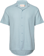 Short-Sleeved Cuban Shirt Tops Shirts Short-sleeved Blue Revolution