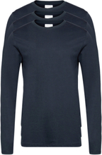 3Pk Basic Tee L/S Tops T-shirts Long-sleeved Blue Lindbergh