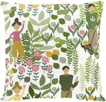 Trädgård Vit/Grön Kuddfodral Arvidssons Textil