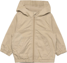 Toddler Hooded Twill Jacket Outerwear Shell Clothing Shell Jacket Beige GAP*Betinget Tilbud