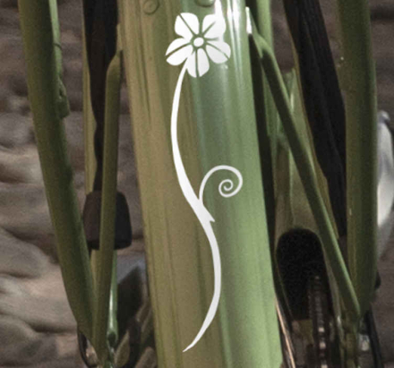 Sticker voor fiets bloem met steel