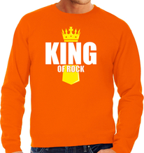 Koningsdag sweater / trui King of rock met kroontje oranje voor heren