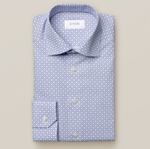 Eton Slim fit Blå poplinskjorta med blocktryck