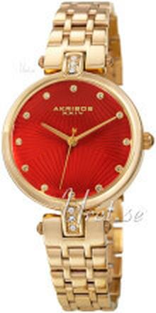 Akribos XXIV AK1085RD Crystal Rød/Gul guldtonet stål Ø32 mm