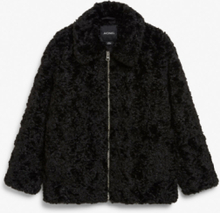 Zip-up faux fur oversize jacket - Black