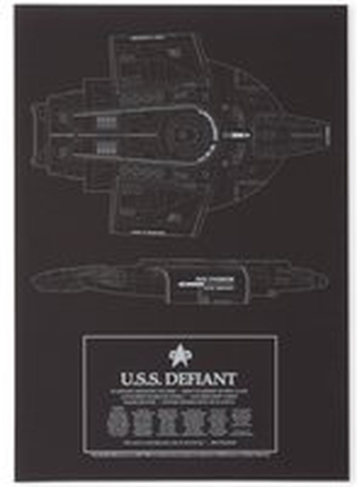 Star Trek Starfleet U.S.S. Defiant Giclee Art Print - A4 - Wooden Frame