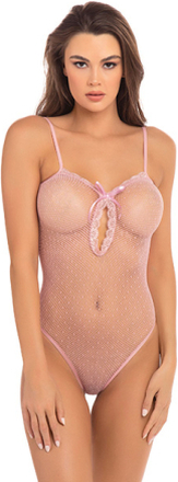 Rene Rofe Undone See Through Bodysuit Pink One Size Teddy