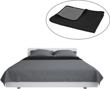vidaXL Dobbeltsidig vattert sengeteppe 170x210 cm grå og svart