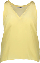 cacharel Sommer-Shirt zeitloses Seiden-Top für Damen mit weitem Armausschnitt Gelb