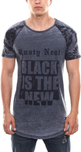 RUSTY NEAL R-15067 Rundhals-Shirt charismatisches Statement-Shirt für junge Männer Indigo