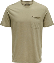 ONLY & SONS Roy Regular Herren O-Neck Shirt Freizeit T-Shirt aus Slub-Stoff 100% Baumwolle 22022531 Grün