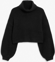 Cropped turtleneck knit - Black
