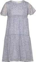 Dress Flower Dobby Dresses & Skirts Dresses Casual Dresses Short-sleeved Casual Dresses Blå Creamie*Betinget Tilbud
