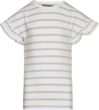 T-Shirt Ss Stripe T-shirts Short-sleeved Blå Creamie*Betinget Tilbud