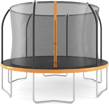 Studsmatta med säkerhetsnät - svart/orange - 366 cm