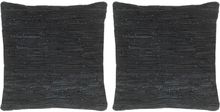 Puder 2 stk. chindi sort 45 x 45 cm læder og bomuld