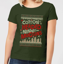 Elf Cotton-Headed-Ninny-Muggins Knit Women's Christmas T-Shirt - Forest Green - S