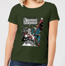 DC Superman Action Comics Women's Christmas T-Shirt - Forest Green - S - Forest Green