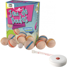 Houten Jeu de boules set met 6 ballen + compact meetlint/rolmaat 1,5 meter