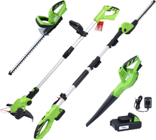 vidaXL Sladdlöst trädgårdsverktyg set 4 delar med laddare & batteri