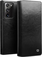 Qialino - echt lederen luxe wallet hoes - Samsung Galaxy Note 20 - Zwart