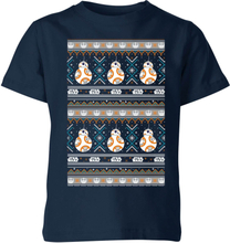 Star Wars BB-8 Pattern Kids Christmas T-Shirt - Navy - 7-8 Years