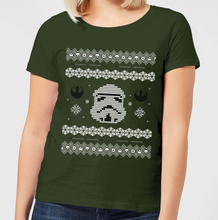 Star Wars Stormtrooper Knit Women's Christmas T-Shirt - Forest Green - L - Forest Green