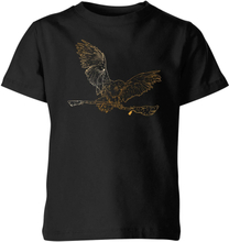 Harry Potter Hedwig Broom Gold Kids' T-Shirt - Black - 3-4 Years