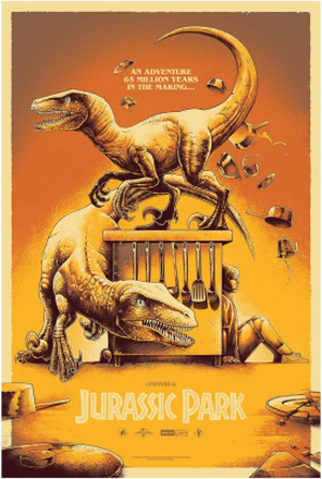Jurassic Park x Luke Preece - Raptors in the Kitchen - Screen-Print -24 x36