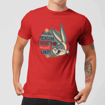 Looney Tunes I'm The Reason There Is A Naughty List Men's Christmas T-Shirt - Red - L - Red
