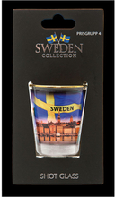 Svensk flagga och huvudstad - shotglas