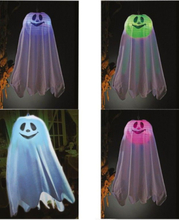 Smilende Hengende Spøkelse Dekorasjon med Forskjellig Fargede LED-Lys - 60 cm