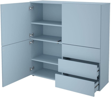 FMD Skåp med 3 lådor och 3 dörrar 99x31,5x101,2 cm blå