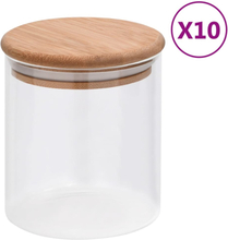 vidaXL Förvaringsburkar i glas med bambulock 10 st 600 ml