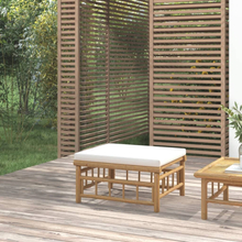 vidaXL Fotpall för trädgården med gräddvit dyna bambu