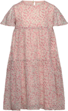 Dress Flower Dobby Dresses & Skirts Dresses Casual Dresses Short-sleeved Casual Dresses Rosa Creamie*Betinget Tilbud
