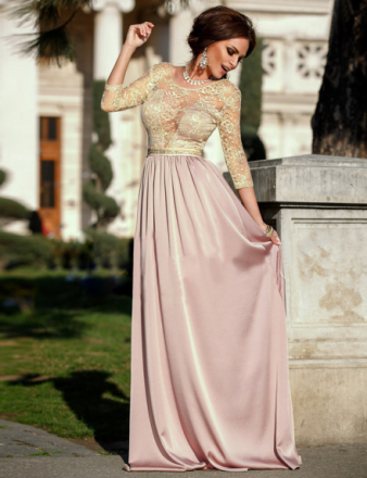 Apricot Transparent Embroidery Gown M