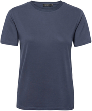 Slcolumbine Crew-Neck T-Shirt Ss Tops T-shirts & Tops Short-sleeved Navy Soaked In Luxury