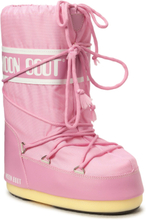 Mb Moon Boot Nylon Vinterstøvler Med Snøre Pink Moon Boot