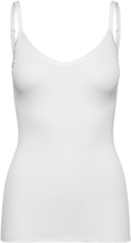 Silk Strap Top W/ Elastic Band Tops T-shirts & Tops Sleeveless White Rosemunde