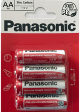 4 stk Panasonic AA Zink Carbon Batterier