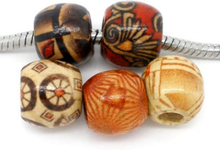 10 st Wood Drum Charms for Pandora