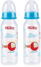 2x stuks lichtblauwe Nuby baby drinkfles 240 ml