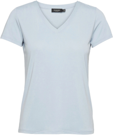 Slcolumbine V-Neck Ss T-shirts & Tops Short-sleeved Blå Soaked In Luxury*Betinget Tilbud
