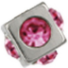 Fyrkantig Stålkula med Rosa Stenar - 4 mm Stålkula till 1,6 mm stång