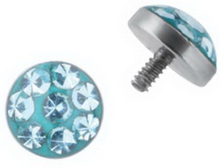 Glitter Stone Light Blue - Dermal Anchor 4 mm Kula med 1,2 mm gängor