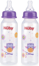 2x stuks paarse Nuby baby drinkfles 240 ml